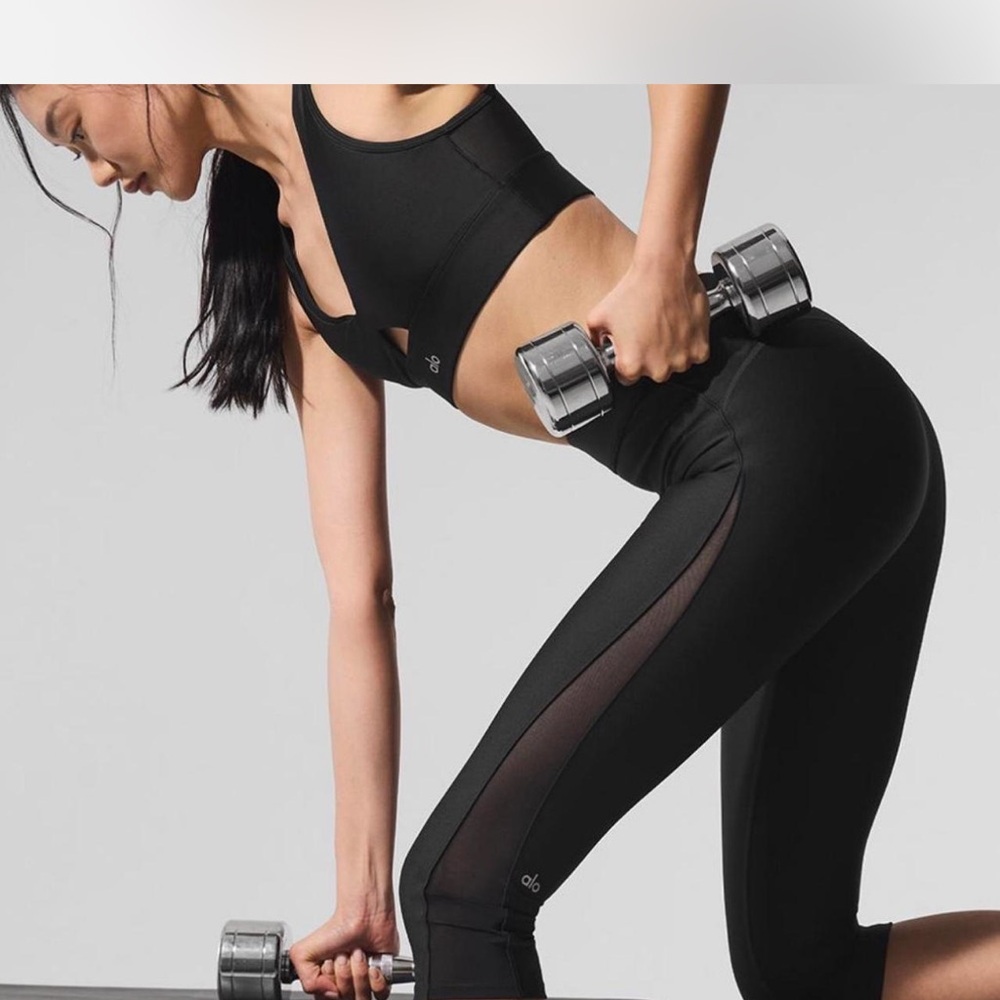ALO Yoga Black Mesh Panel Leggings